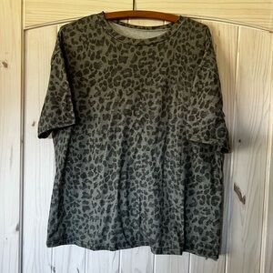 Leopard Print Tonal Green T-Shirt